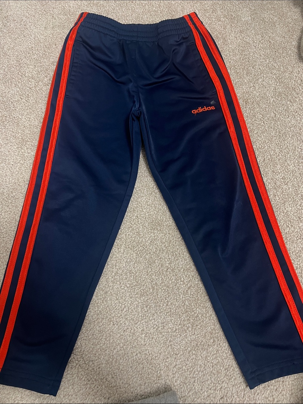 adidas Navy Sweatpants with Red Side Stripes